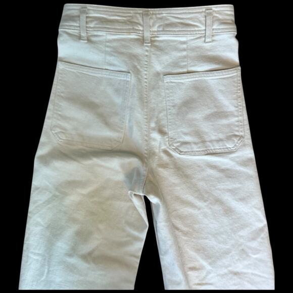 NWOT Zara Wide Leg Stretch Jeans Patch Pockets High Waist Wide Leg Frayed Hem 2 - Picture 4 of 11